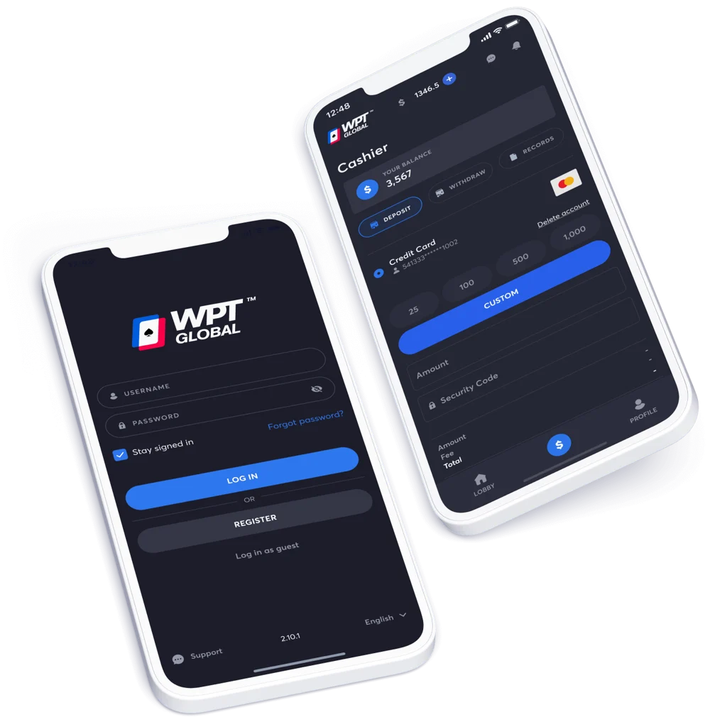 WPT Global手机端客户端界面